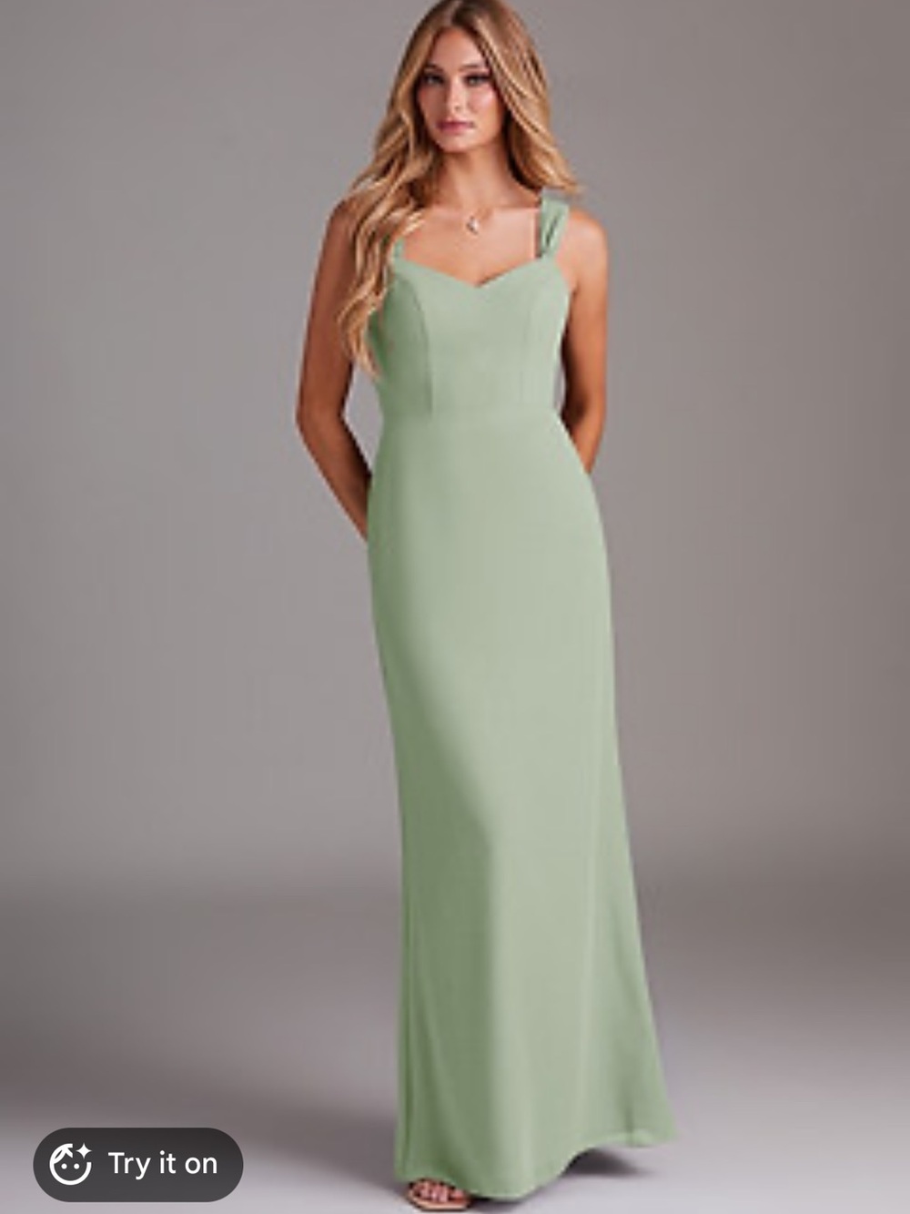 Azazie Denise Dusty Sage Green Chiffon Maxi Dress